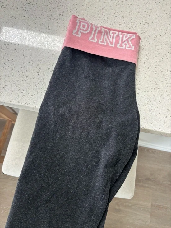 PINK Dark Gray Yoga Leggings - Picture 2 of 5